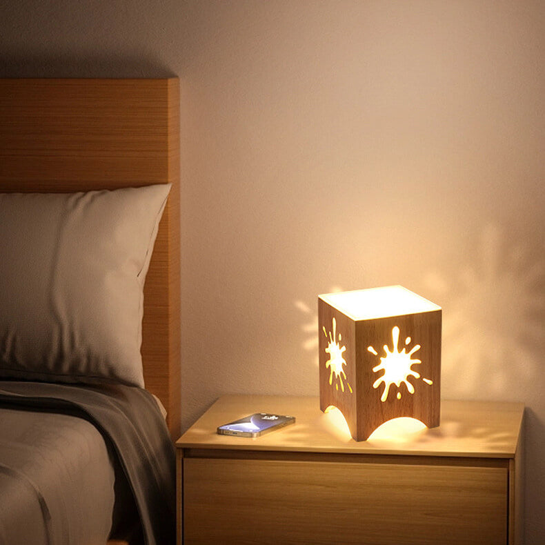 Harajuku Solid Wood Hollow Table Lamp