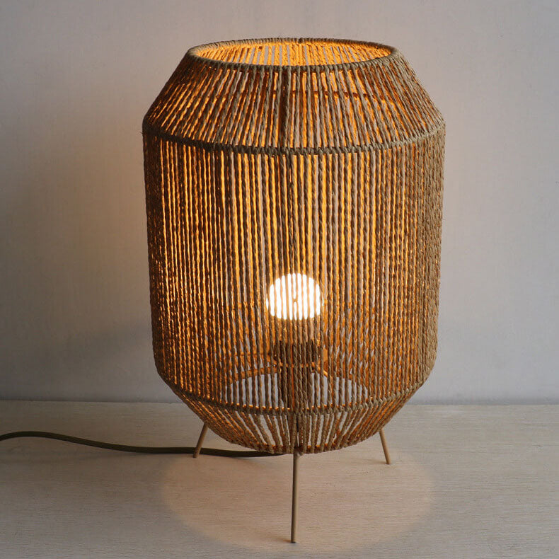 Hemp Rope Weaving Cage Table Lamp