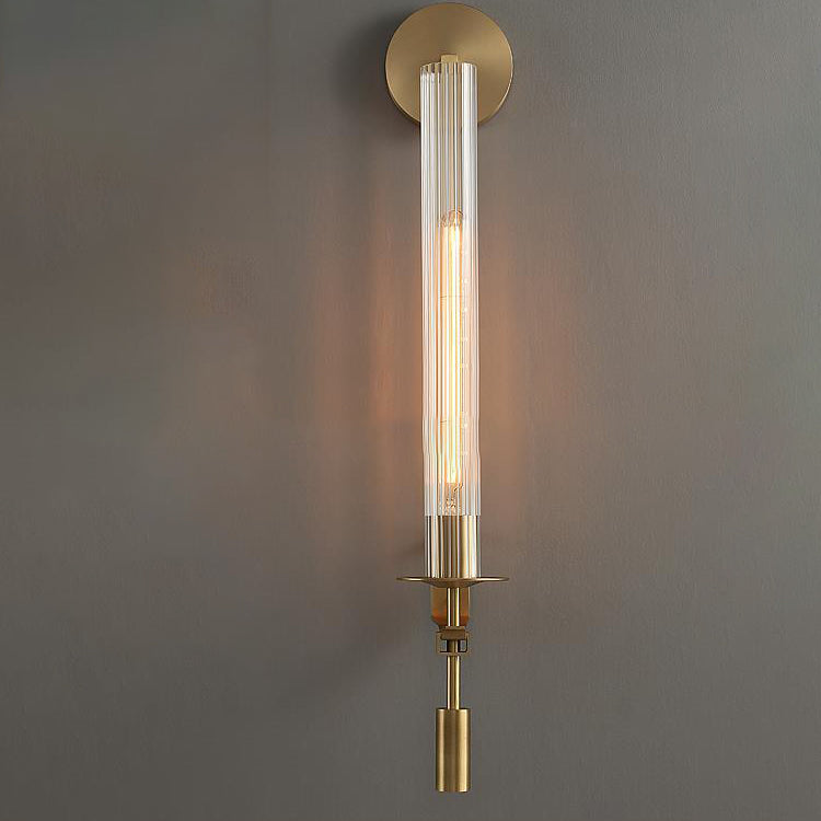 Iron Glass Cylinder Strip Wall Lamp