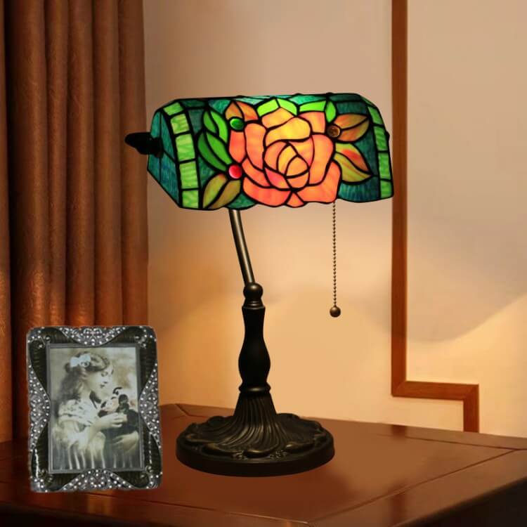 Blooming Flowers Stained Glass Table Lamp