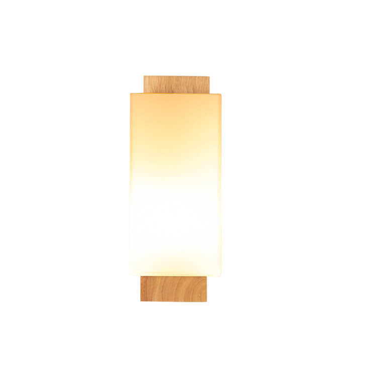 Solid Wood Square Glass Wall Lamp
