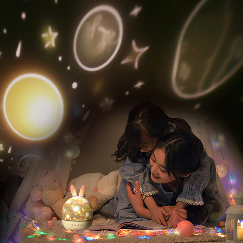 Kids Projectable Round Rabbit Table Lamp