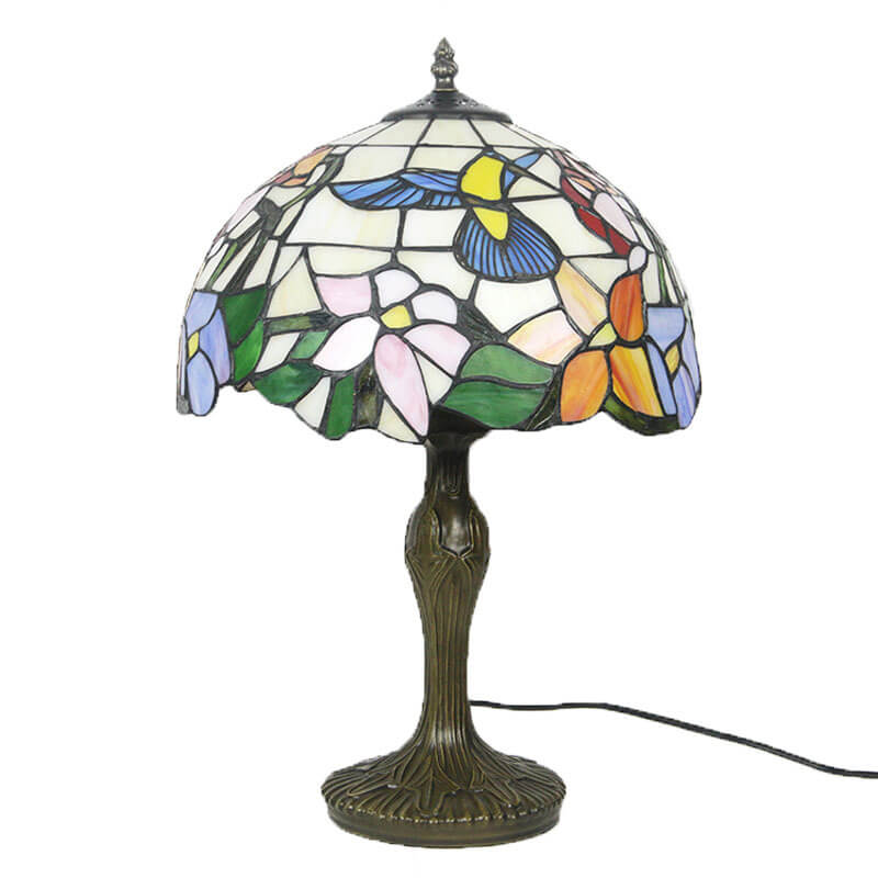 Floral Stained Glass Dome Table Lamp