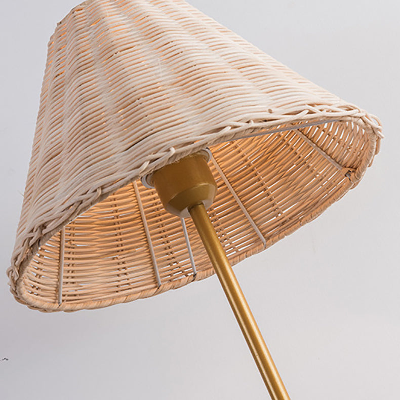 Round Trapezoidal Cylinder Rattan Table Lamp