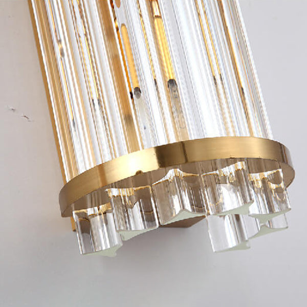 Crystal Plated Column 2-Light Wall Lamp