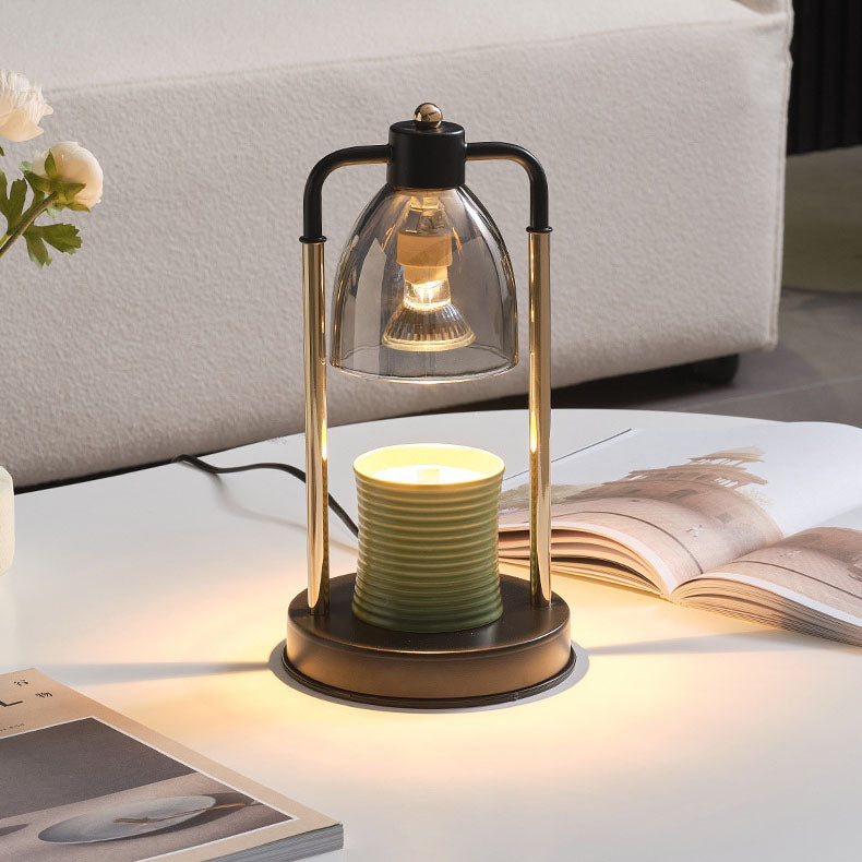 Iron Glass Conic Rectangular Table Lamp