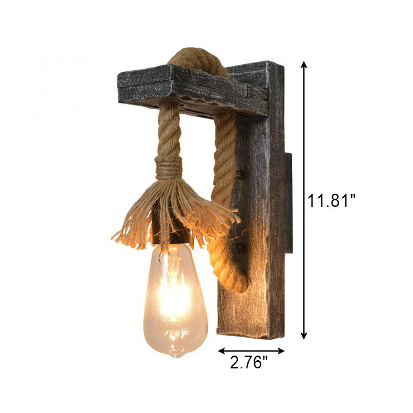 Solid Wooden Twine Wall Lamp