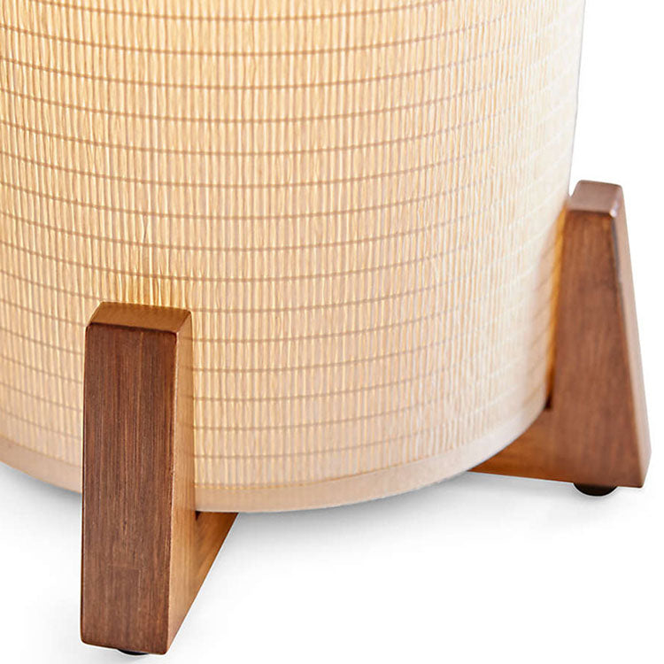 Cylinder Wooden Fabric Living Floor Lamp