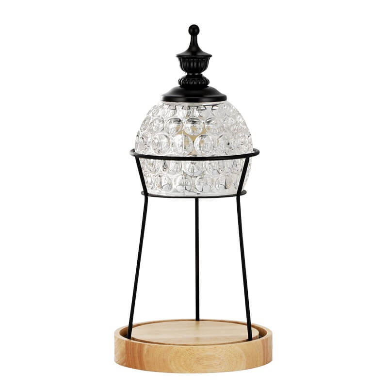 Wooden Crystal Melting Wax 2-Light Table Lamp
