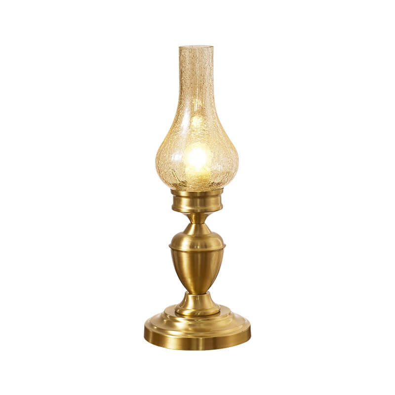 All Brass Wooden Glass Table Lamp