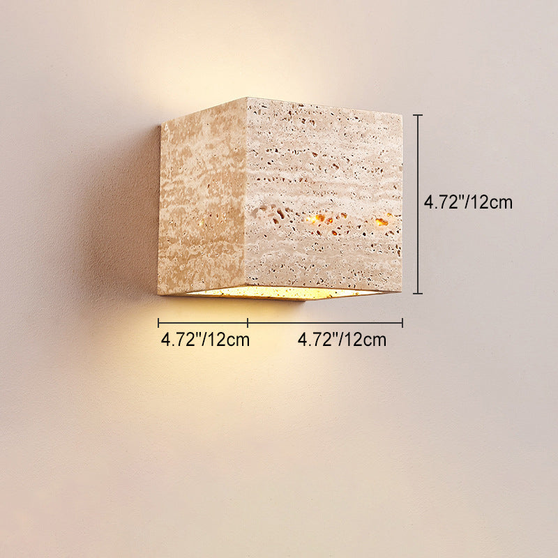Yellow Travertine Square Hallway Wall Lamp