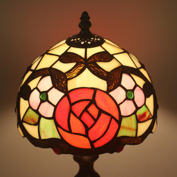 Flower Stained Glass Dome Table Lamp
