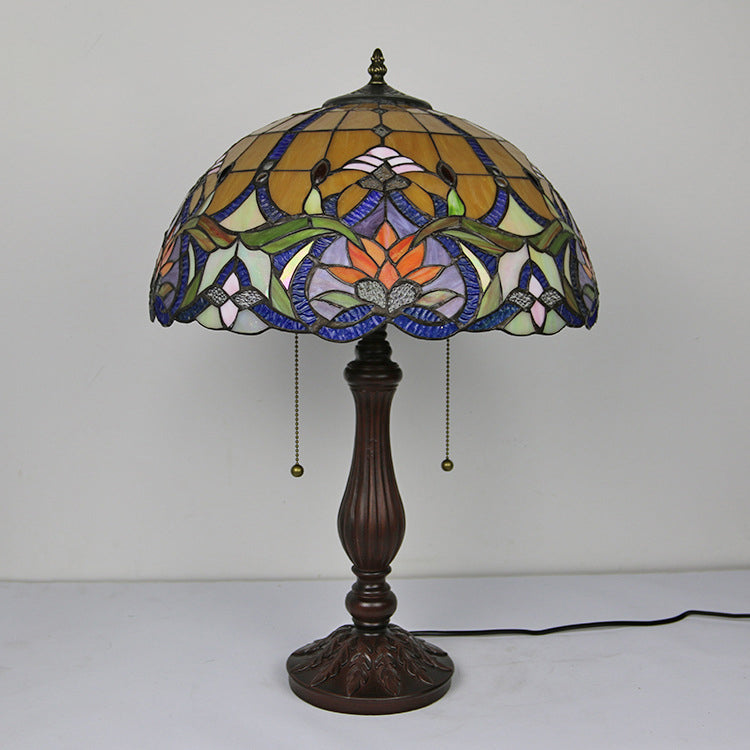 Stained Glass Peacock Sunflower 2-Light Table Lamp