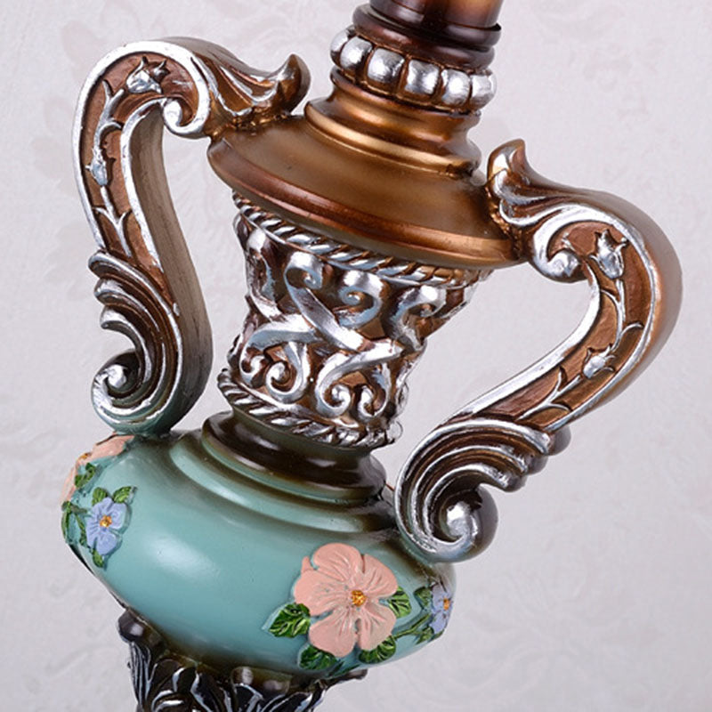 Blue Fabric Tassel Resin Table Lamp
