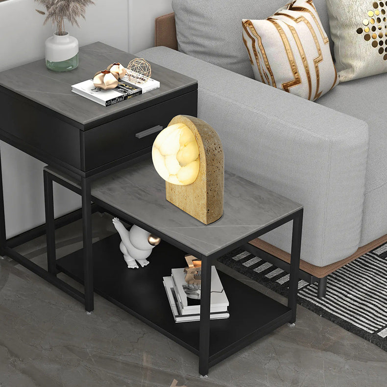 Oval Stone Living Room Table Lamp