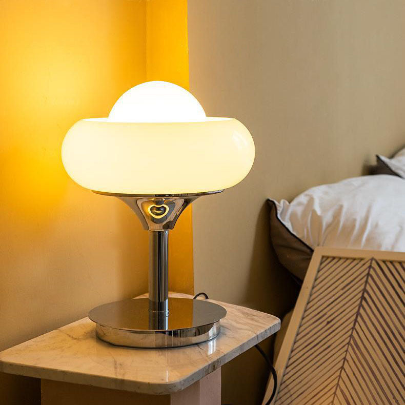 Silver Finish Frame Custard Table Lamp