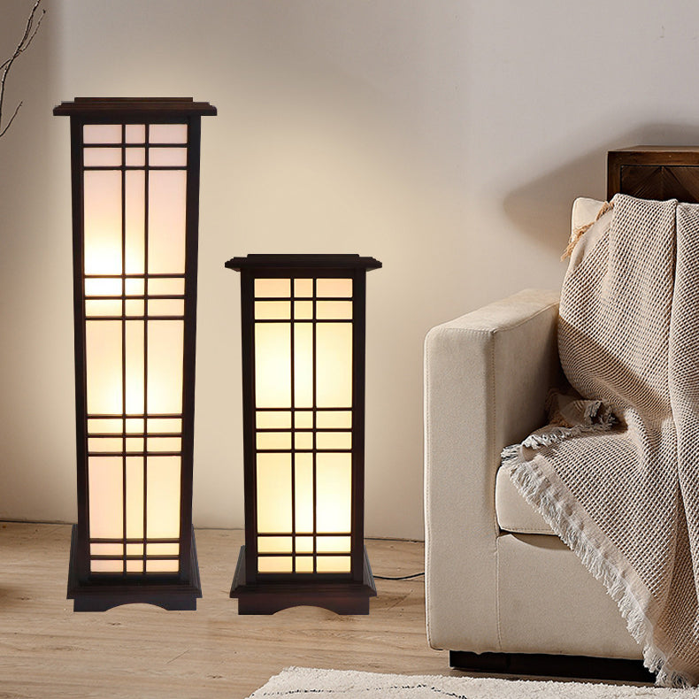 Traditional Chinese Rectangular Parchment Floor Lamp