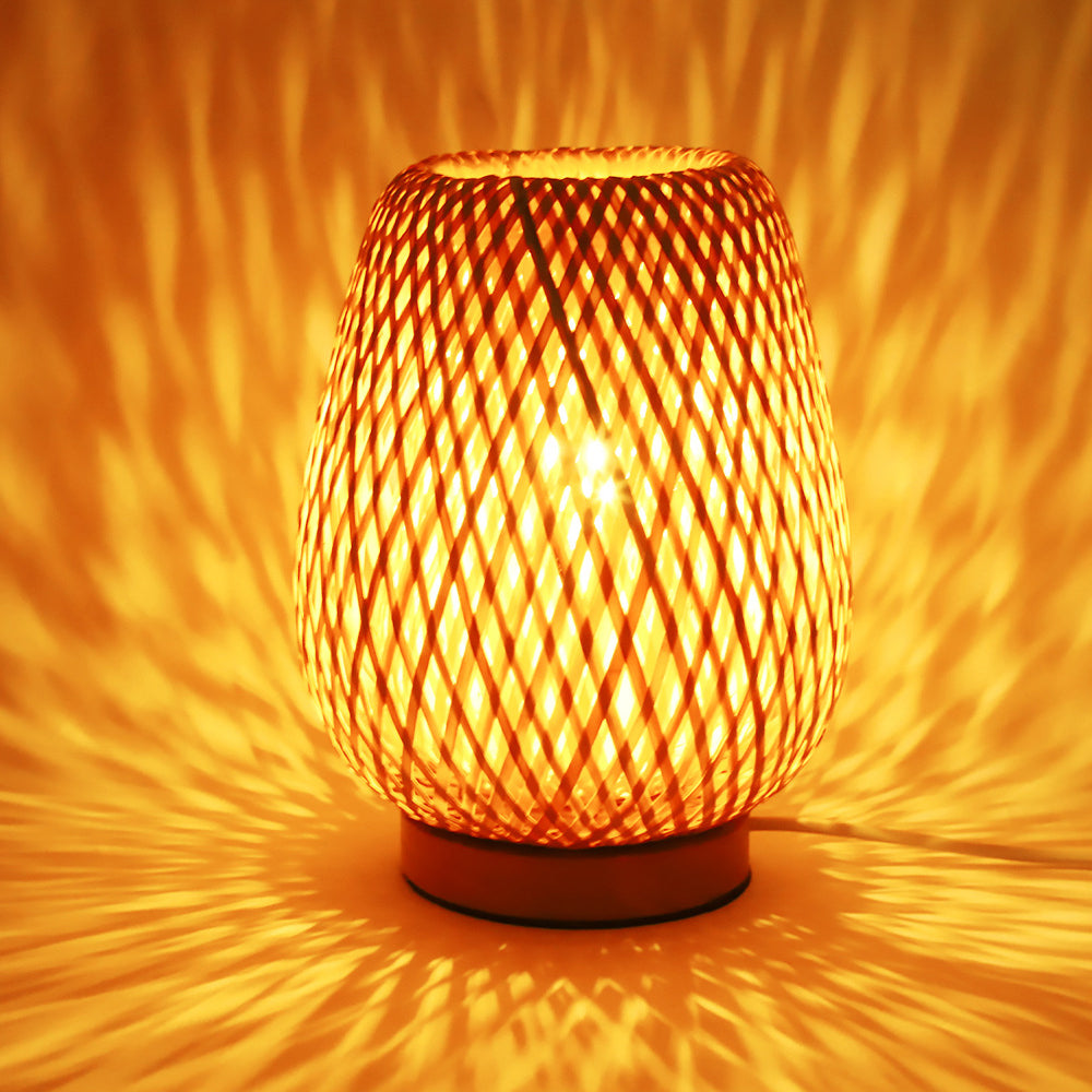 Bamboo Weaving Lantern Bedroom Table Lamp