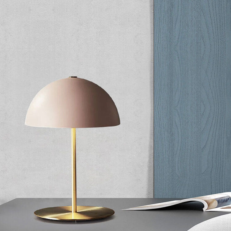 Pink Dome Copper Bedroom Table Lamp