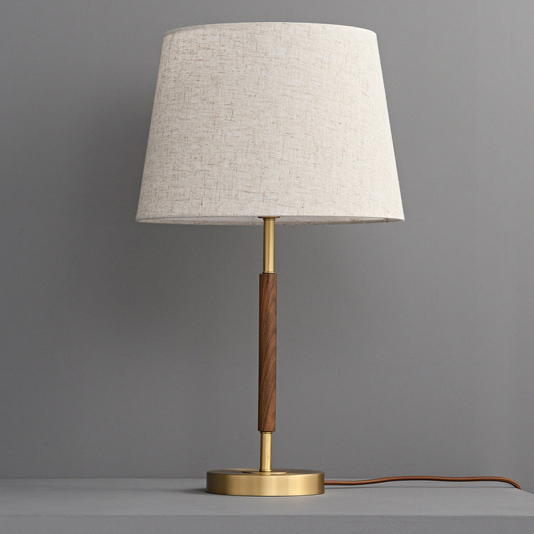 Brass Fabric Cylinder Bedside Table Lamp