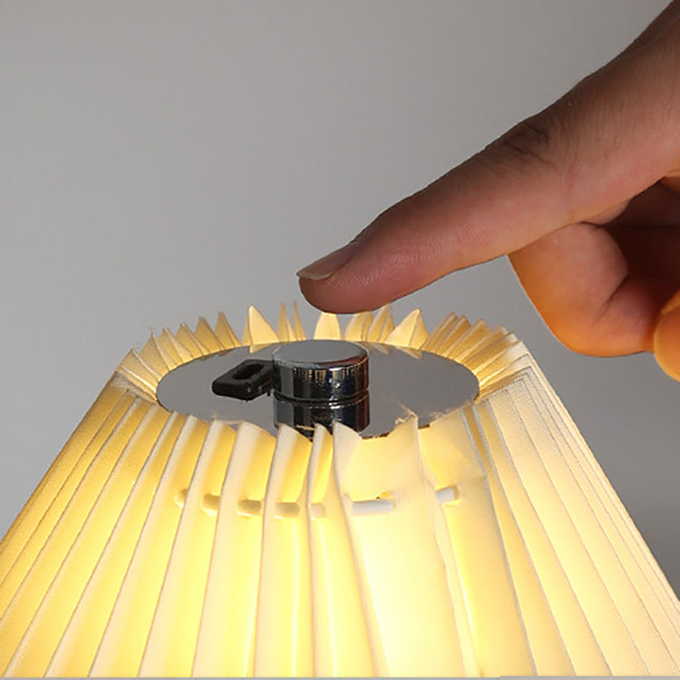 Pleated Fabric Wood Column Table Lamp