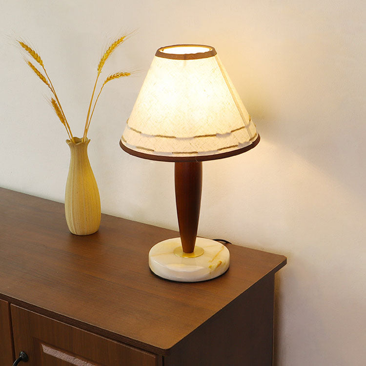 Tapered Marble Solid Wood Table Lamp