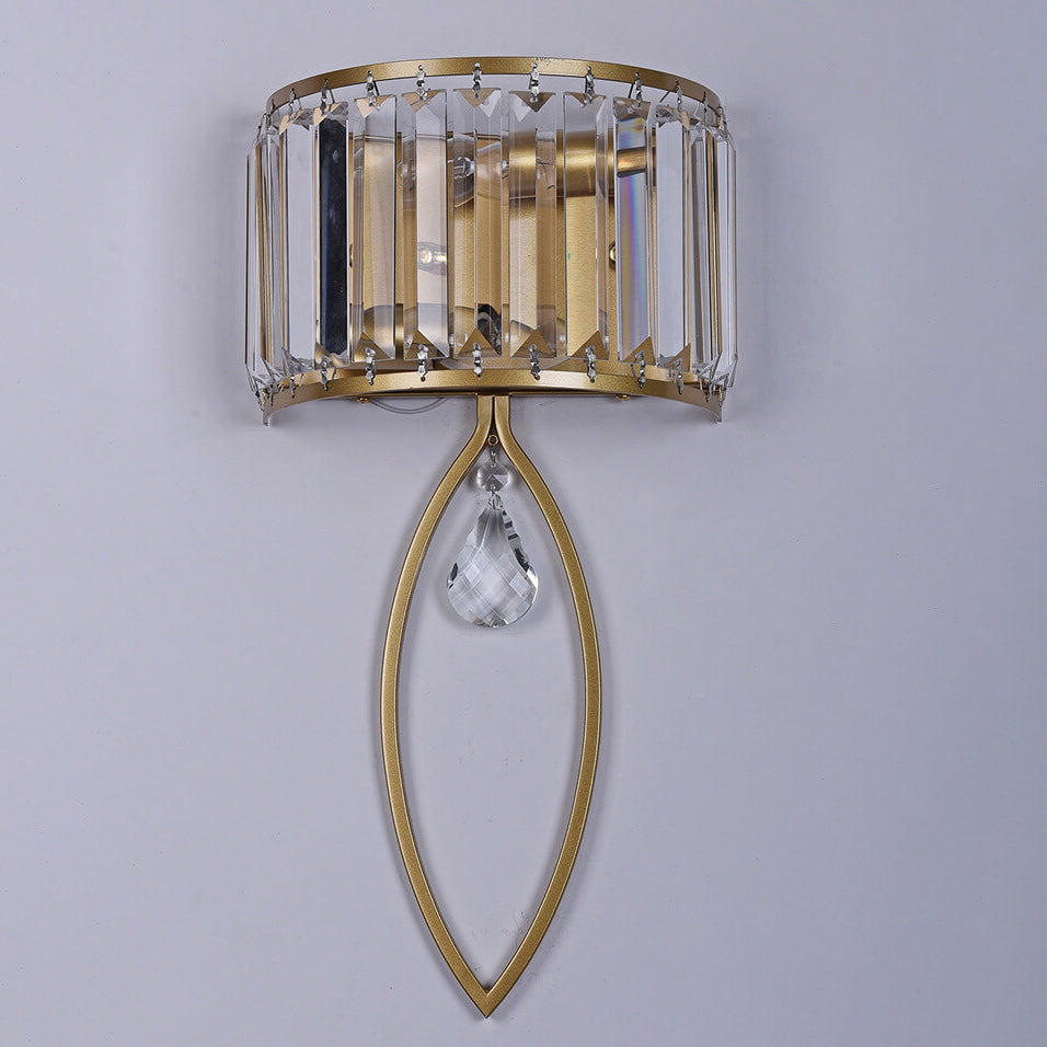 Crystal Half Column Oval 2-Light Wall Lamp