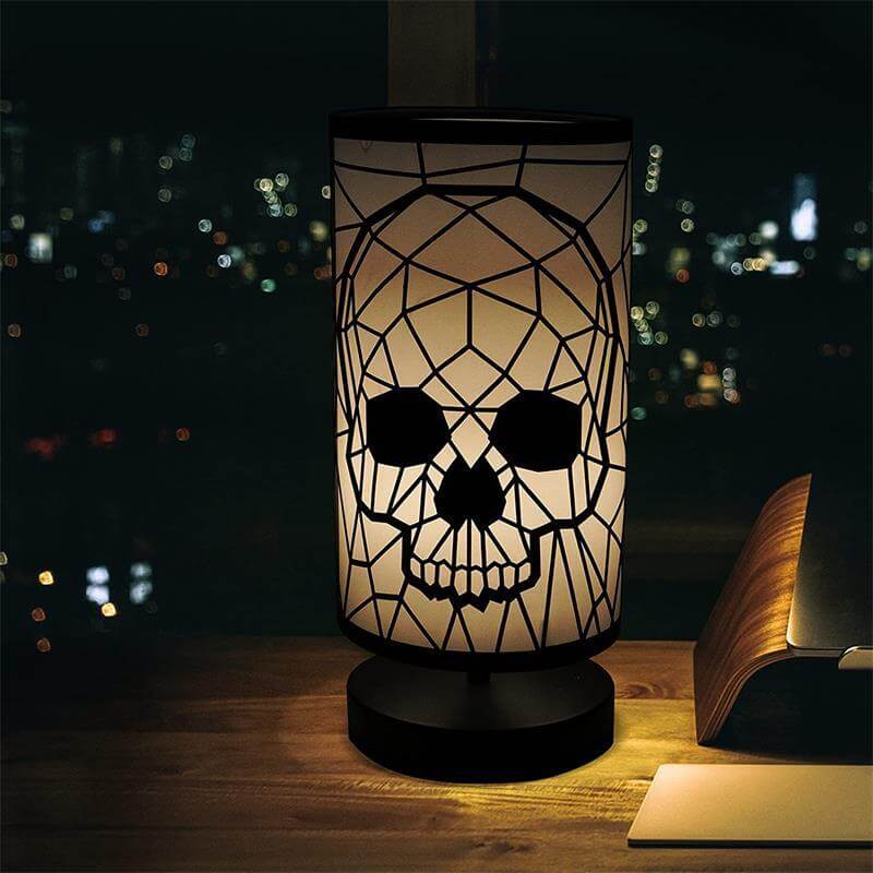 Gothic Skeleton Metal Cylinder Table Lamp