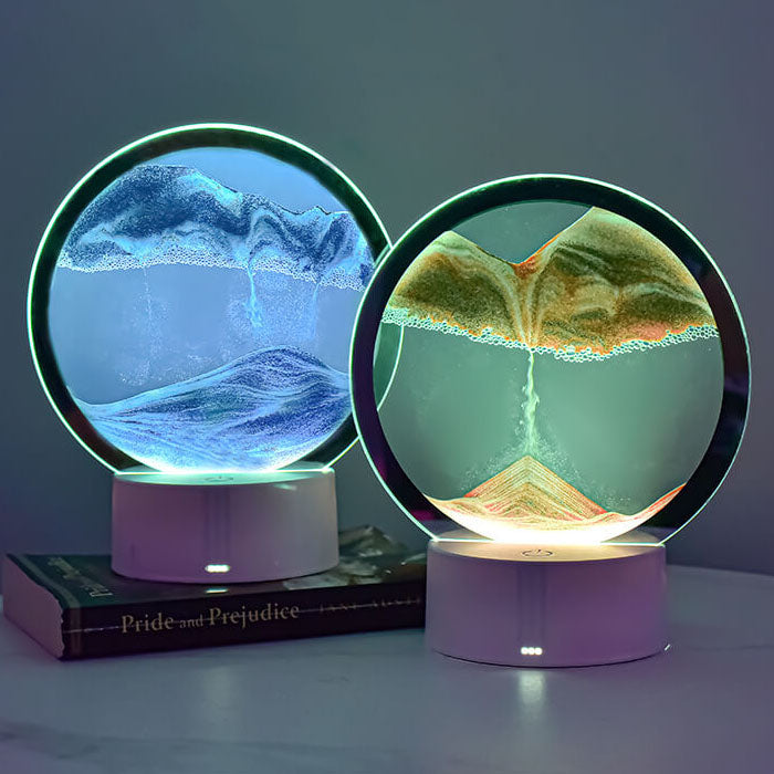Round Hourglass Quicksand 3D Table Lamp