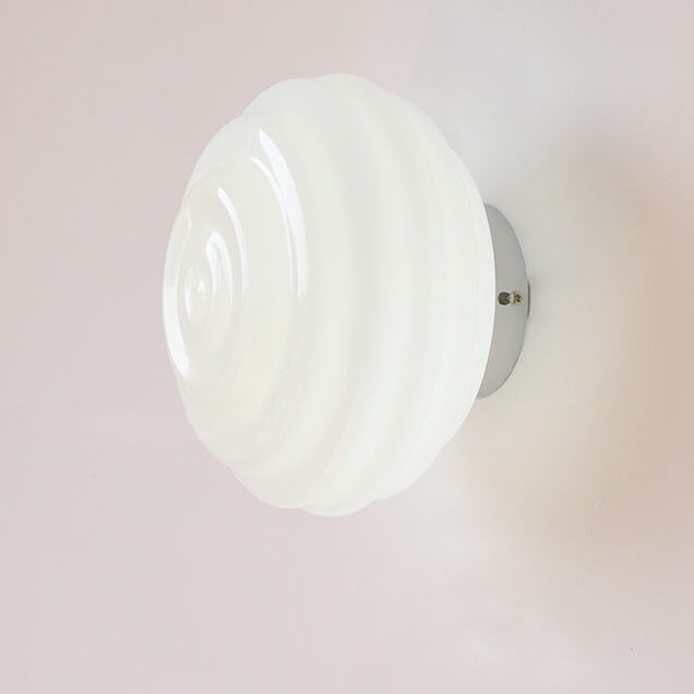 Cream Wave Round Glass Wall Lamp
