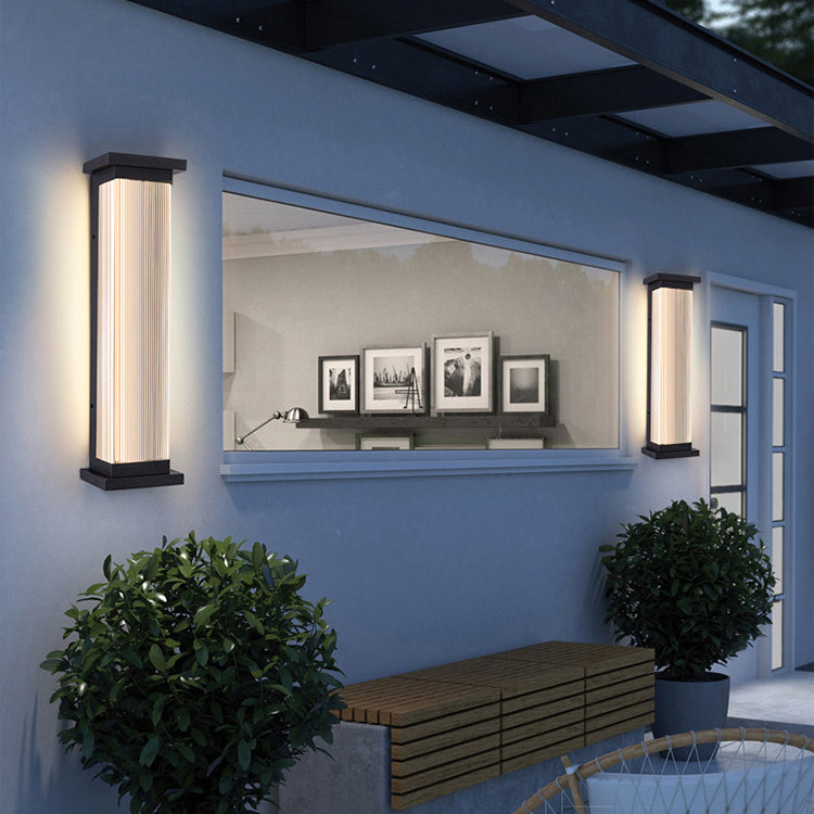 Striped Rectangle Stainless Steel Outdoor Light