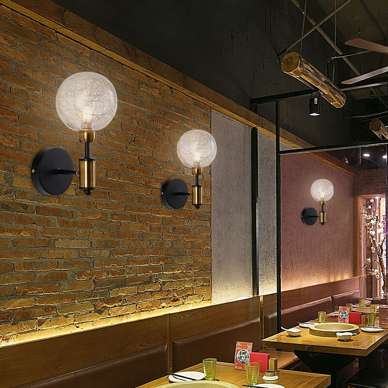 Iron Glass Ball 1/2 Wall Lamp