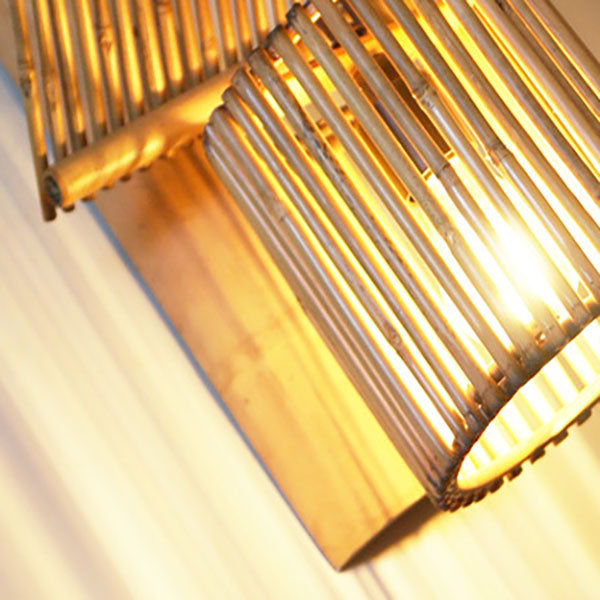 Bamboo Weaving Cylinder Wall Lamp