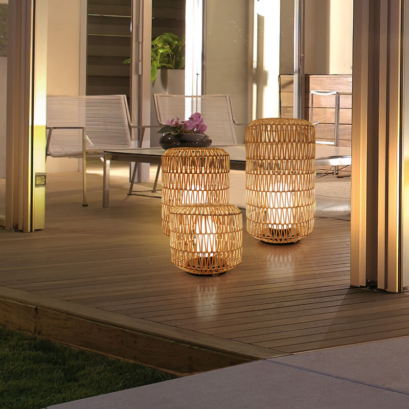 Rattan Column Lawn Outdoor Light