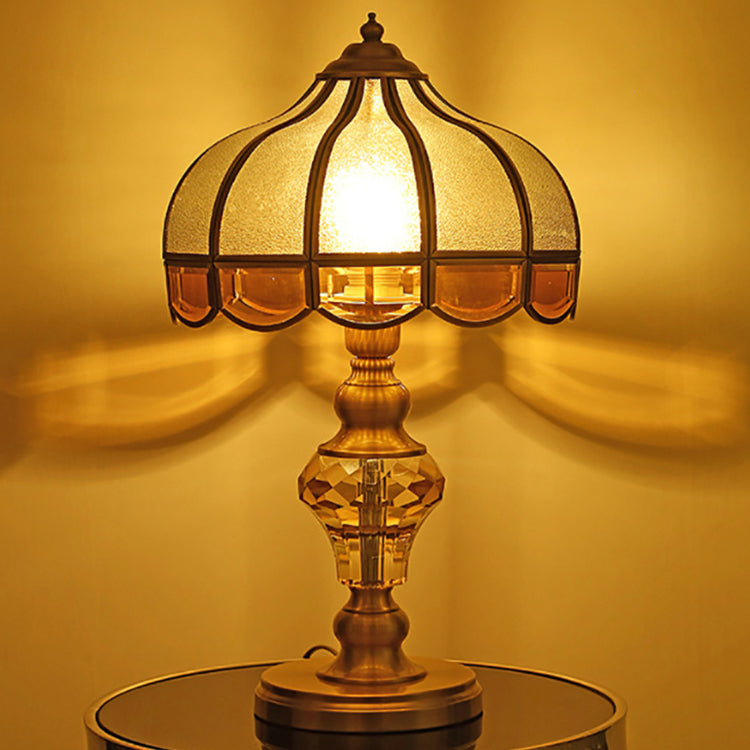 Umbrella Copper Crystal Glass Table Lamp