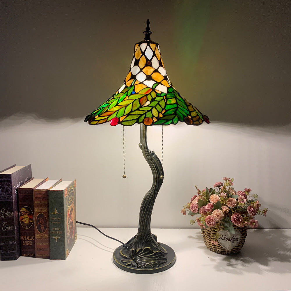 Alloy Glass Horn Flower 2-Light Table Lamp