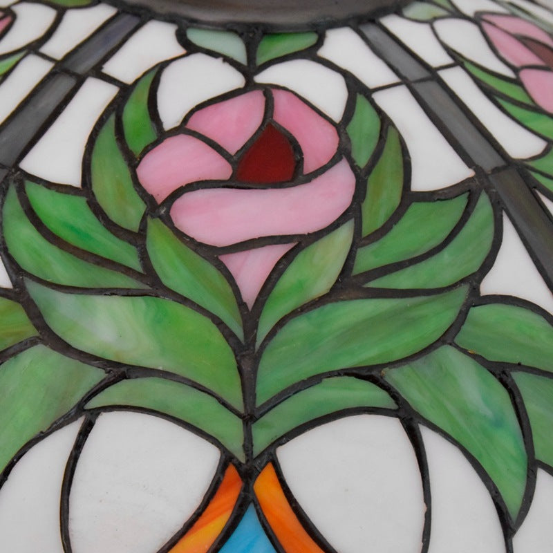 Peach Stained Glass Dome 4-Light Table Lamp
