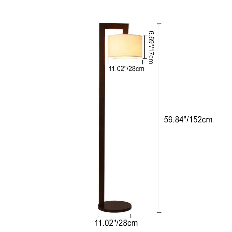 Walnut Fabric Drum Floor Lamp