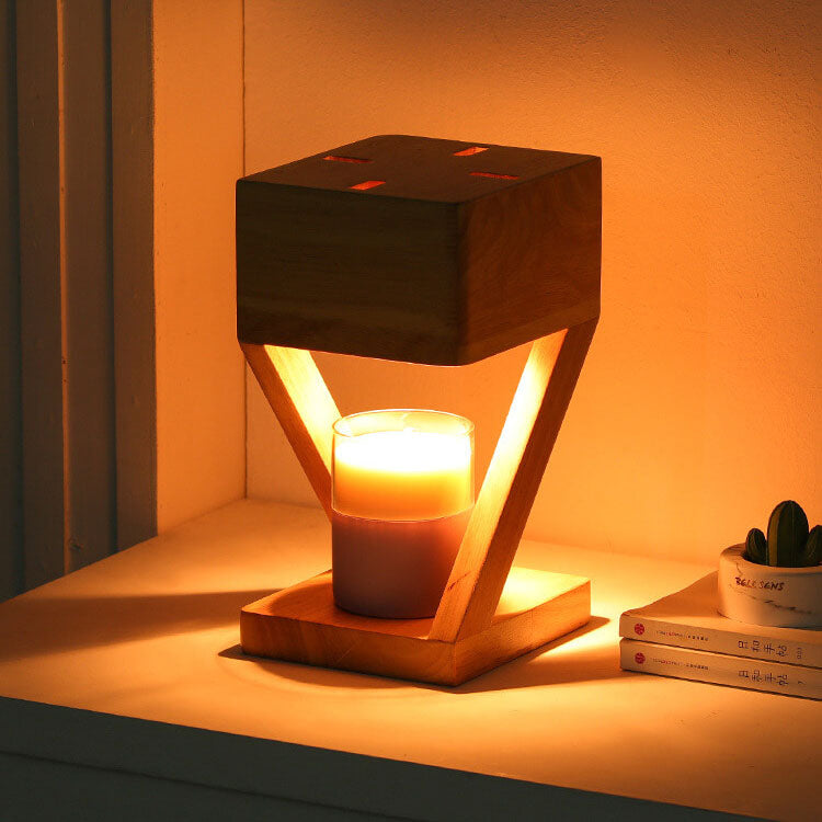 Solid Wood Geometric Hollow Table Lamp