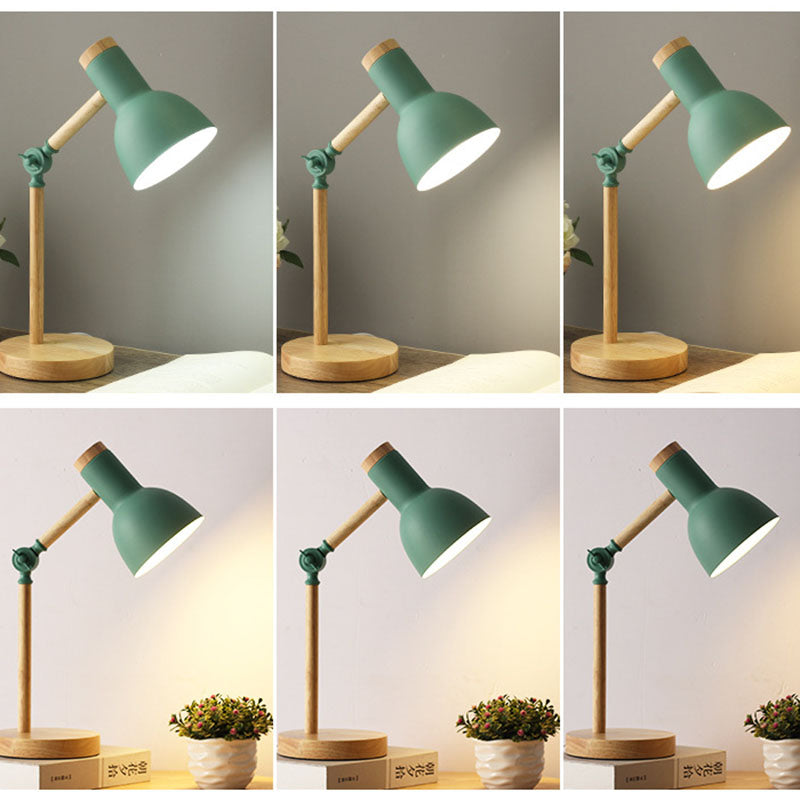 Iron Semi-Circular Wooden Study Table Lamp