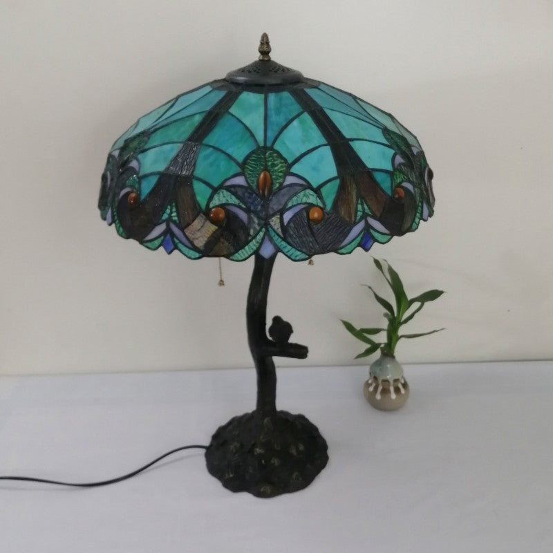 Flower Stained Glass Resin 2-Light Table Lamp