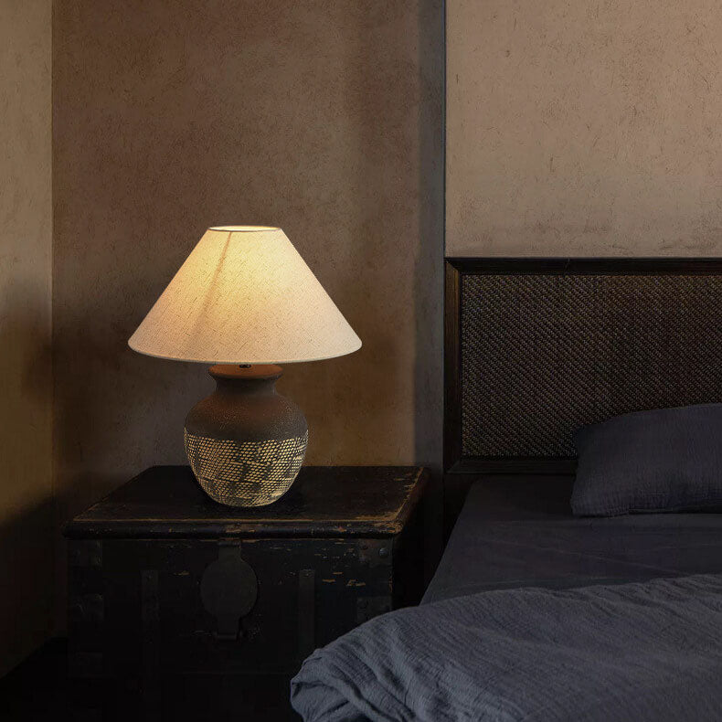 Fabric Ceramic Jar Study Table Lamp