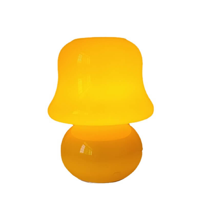Cream Handmade Glass Mushroom Table Lamp