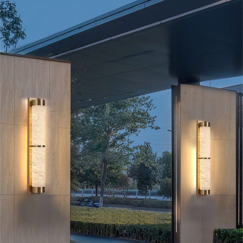 Full Copper Marble Column Wall Lamp