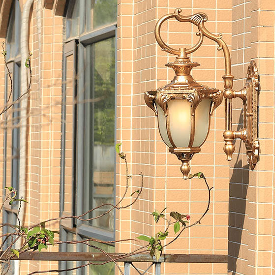 Aluminum Glass Carved Lantern Outdoor Light
