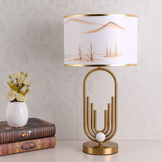 Fabric Metal Ring Table Lamp