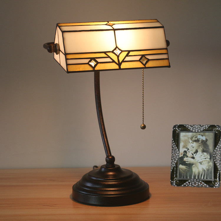 Plaid Trapezoidal Stained Glass Table Lamp