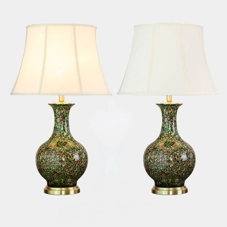 Flowing Glaze Ceramic Fabric Table Lamp