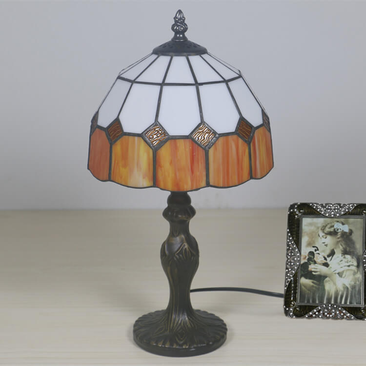 Gemstone Stained Glass Round Table Lamp