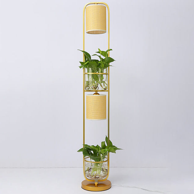 Fabric Iron Frame Hydroponic 2-Light Floor Lamp